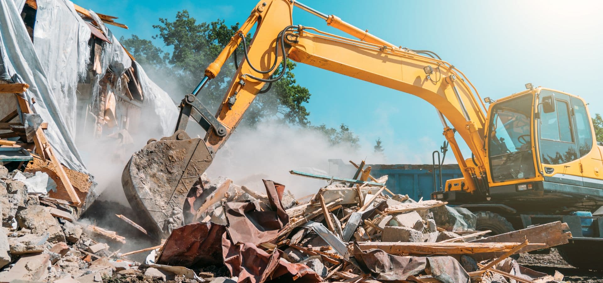 Excavator on a demolition site